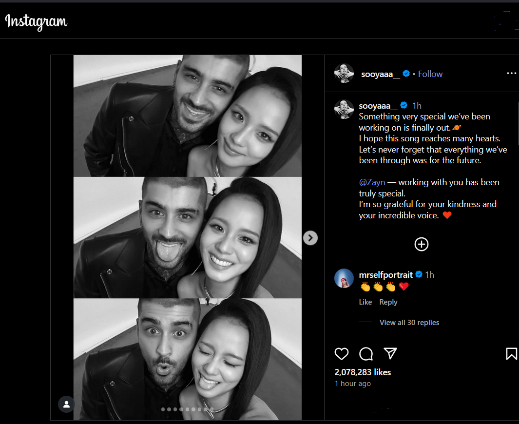 Screenhot of Jisoo's Instagram account