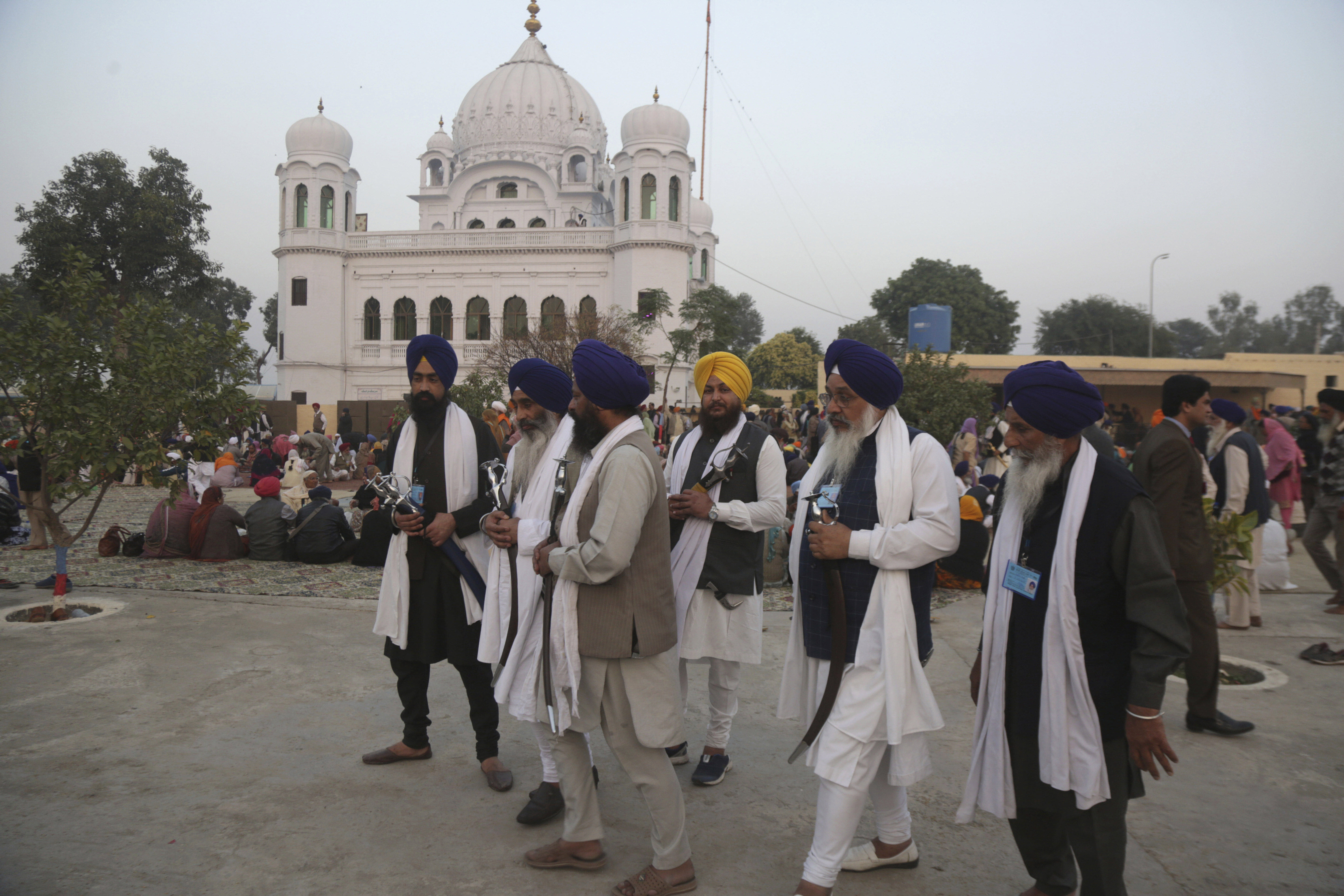 Indian Sikh pilgrims visit Gurdwara Darbar Sahib