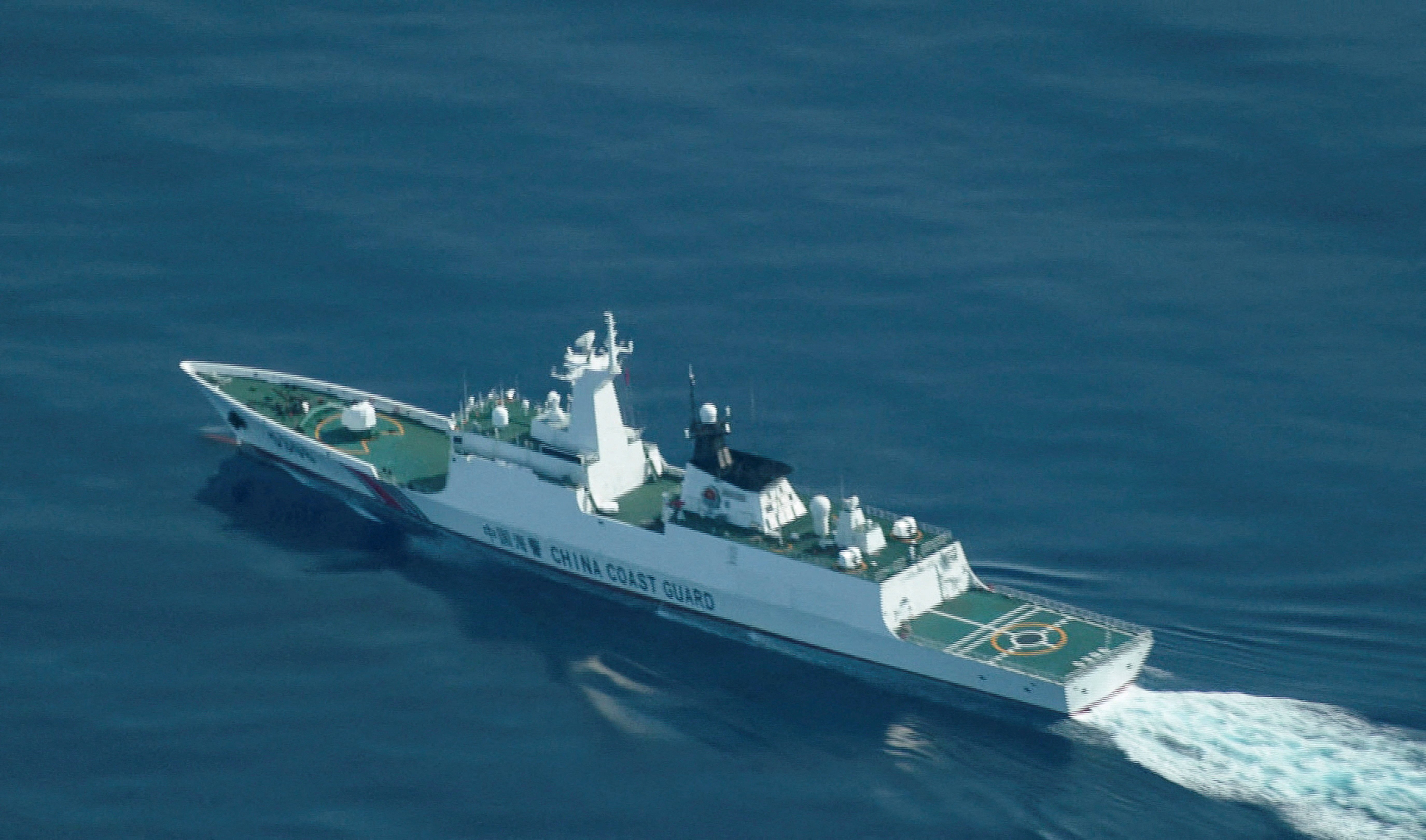 aerial view of a China Coast Guard ship