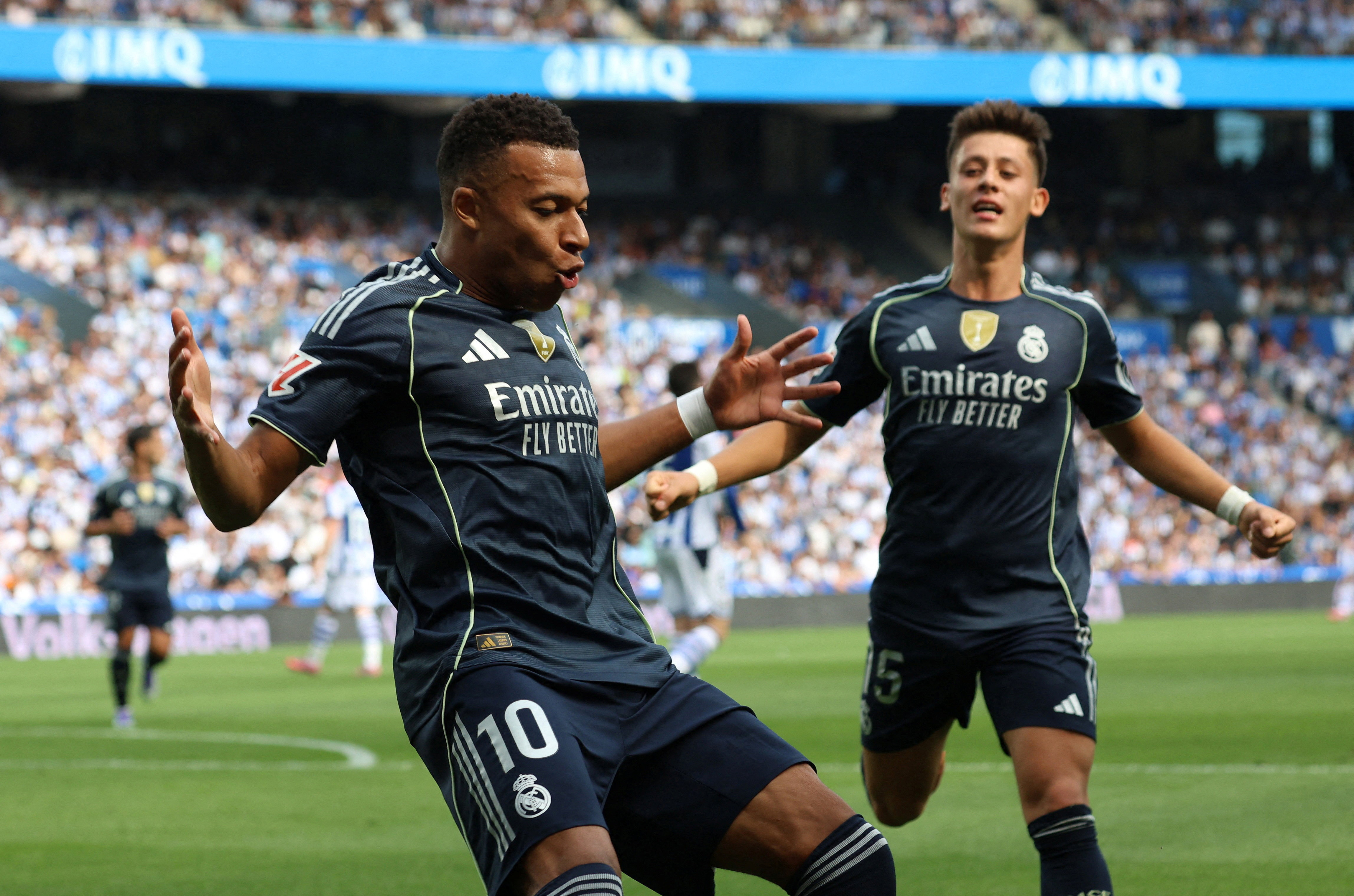Kylian Mbappe celebrates scoring goal 