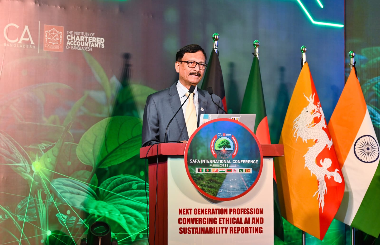 Foreign Affairs Adviser Md Touhid Hossain addressing the inaugural session of the SAFA International Conference in the city (Bangladesh Foreign Ministery)
