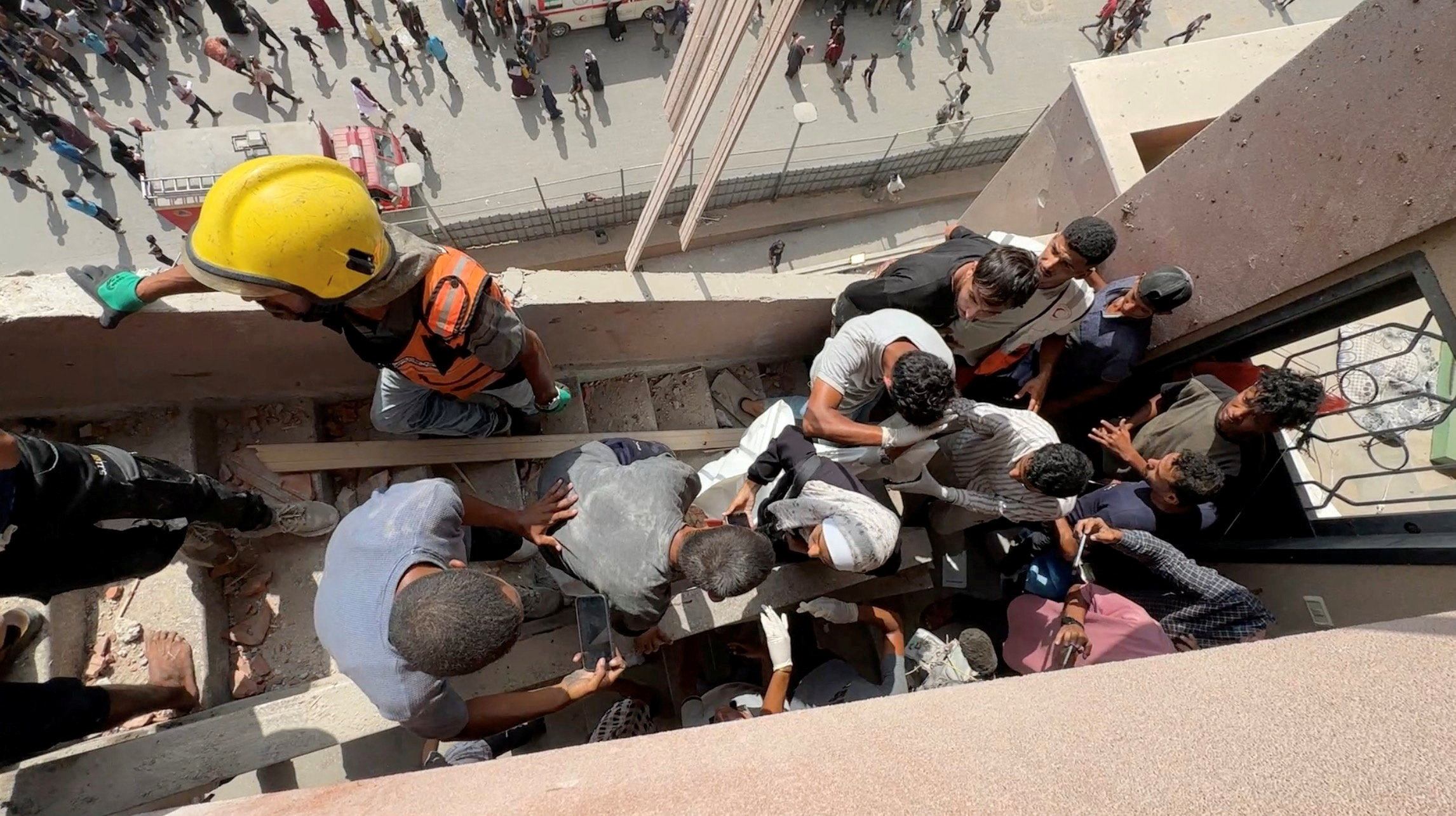  site of an Israeli strike on Nasser Hospital 