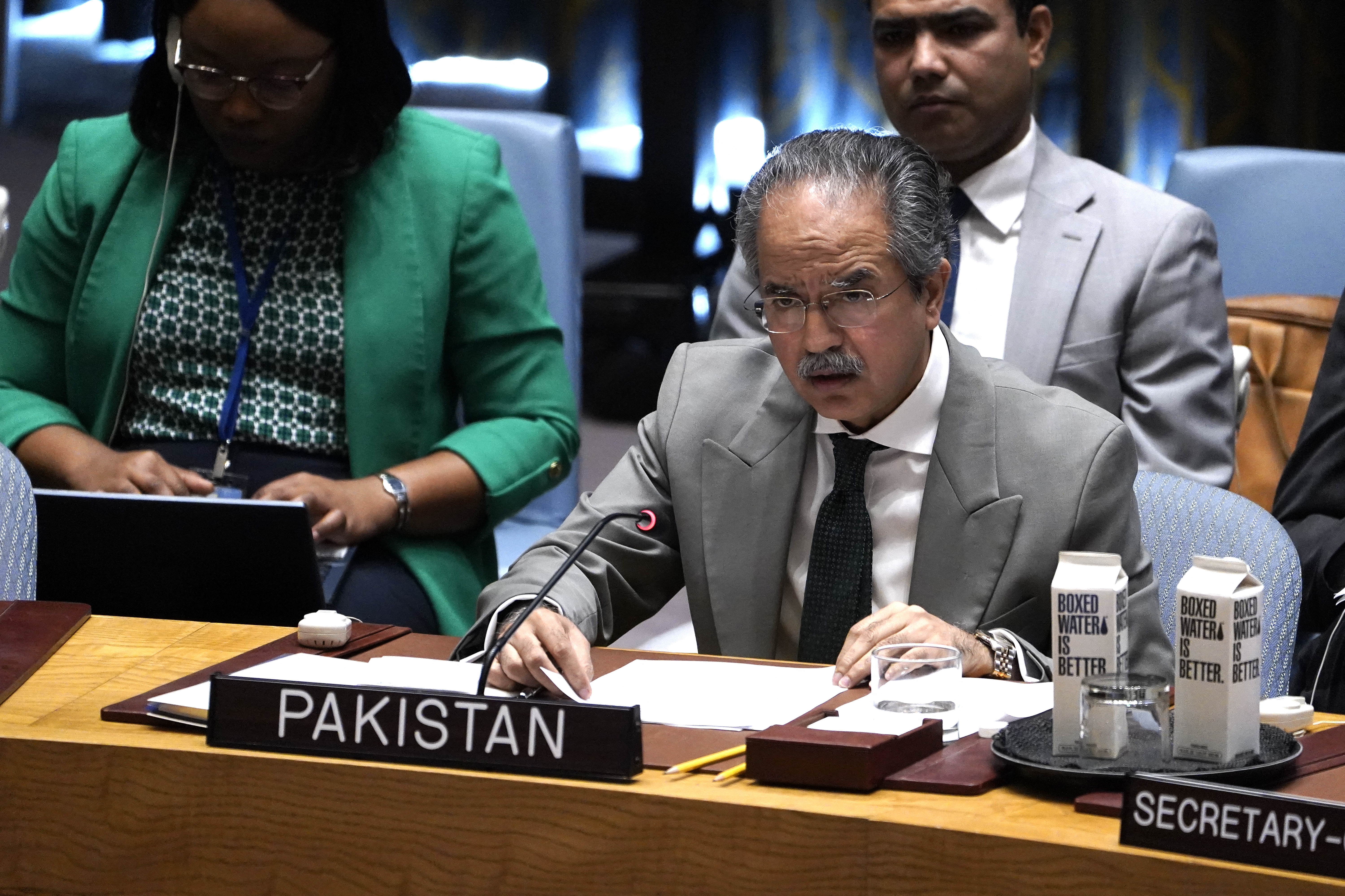 Pakistan’s Permanent Representative to the UN, Asim Iftikhar Ahmad. 