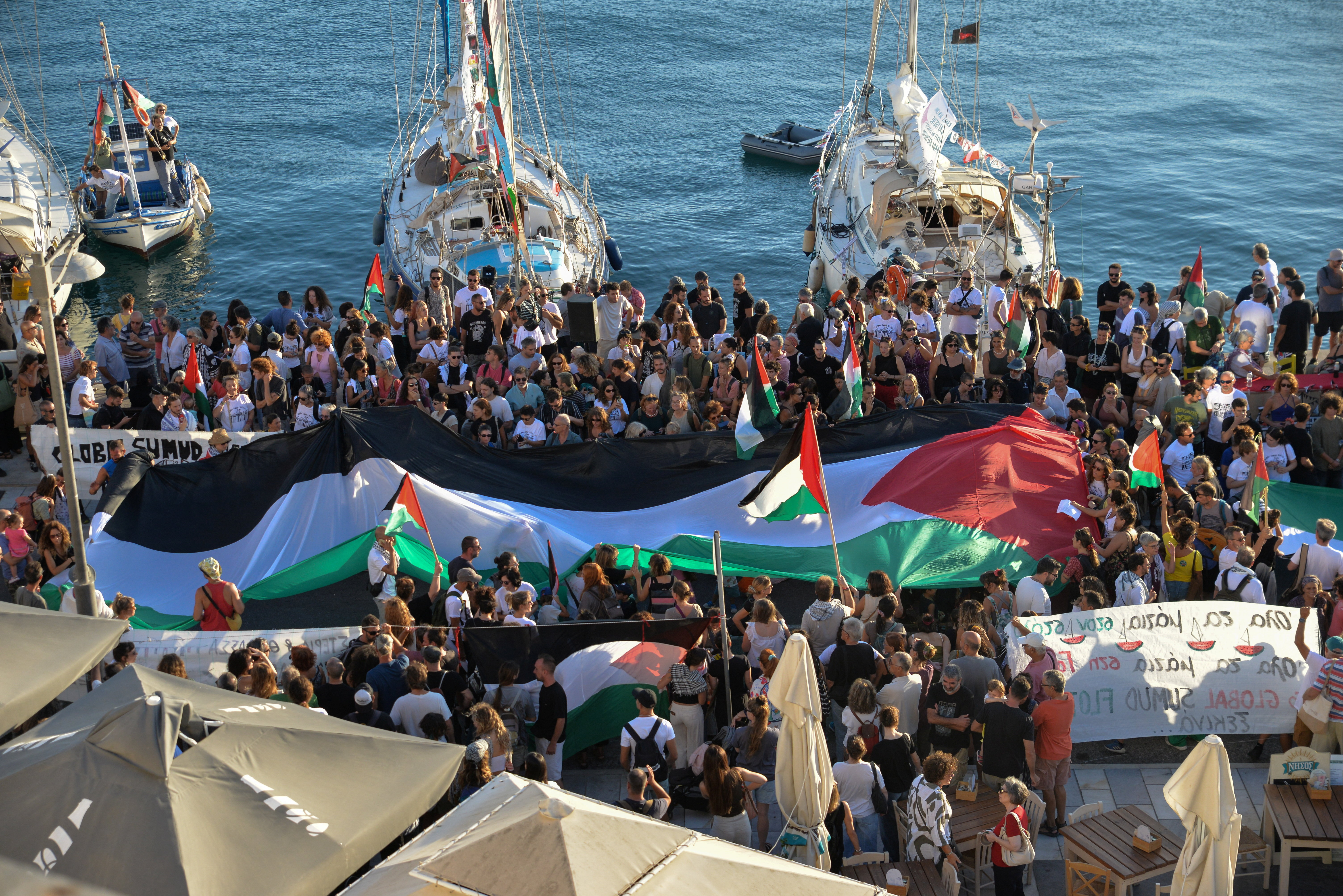 Global Sumud Flotilla, Gaza blockade, Syros Island