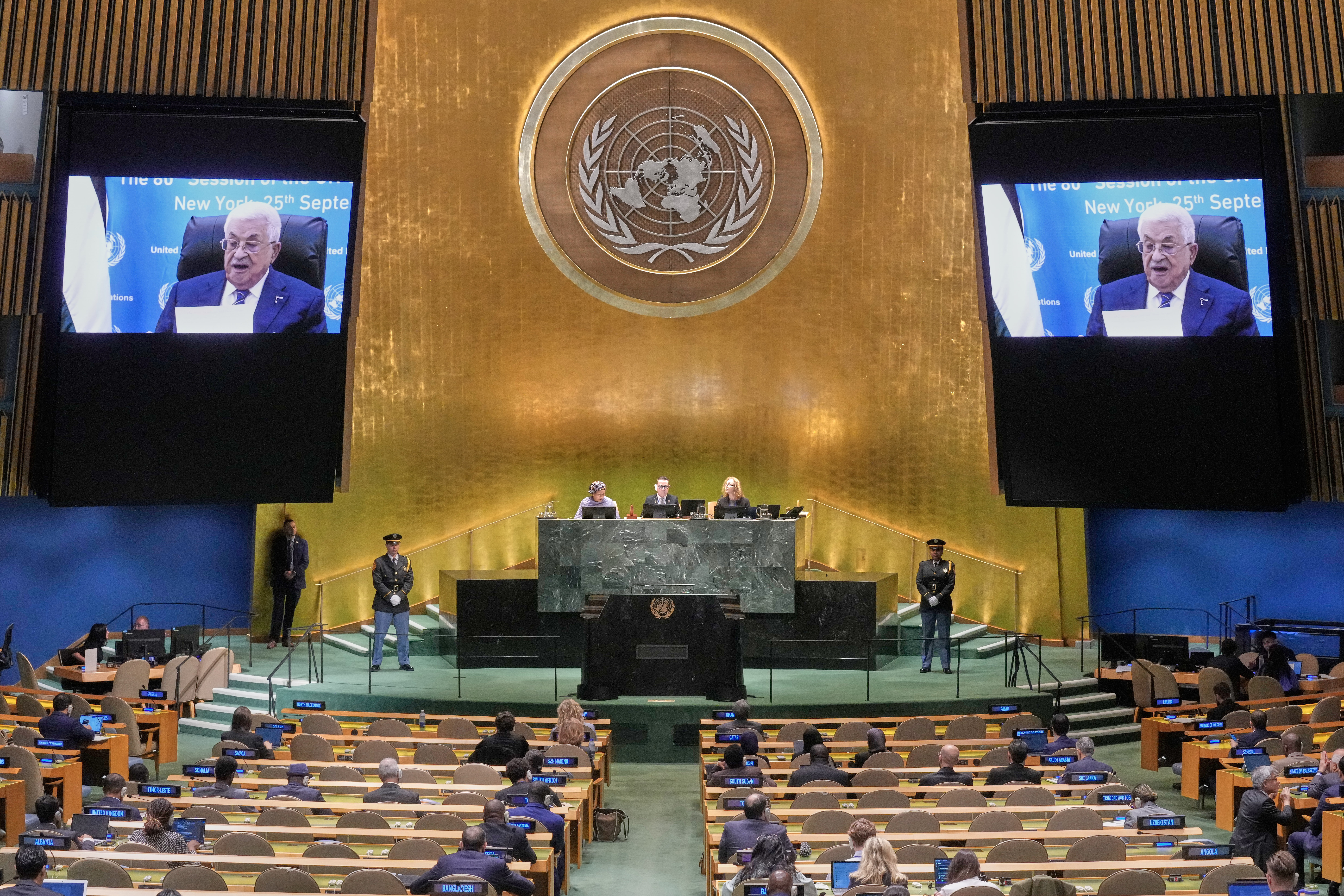 Palestinian leader tells UN no role for Hamas in state