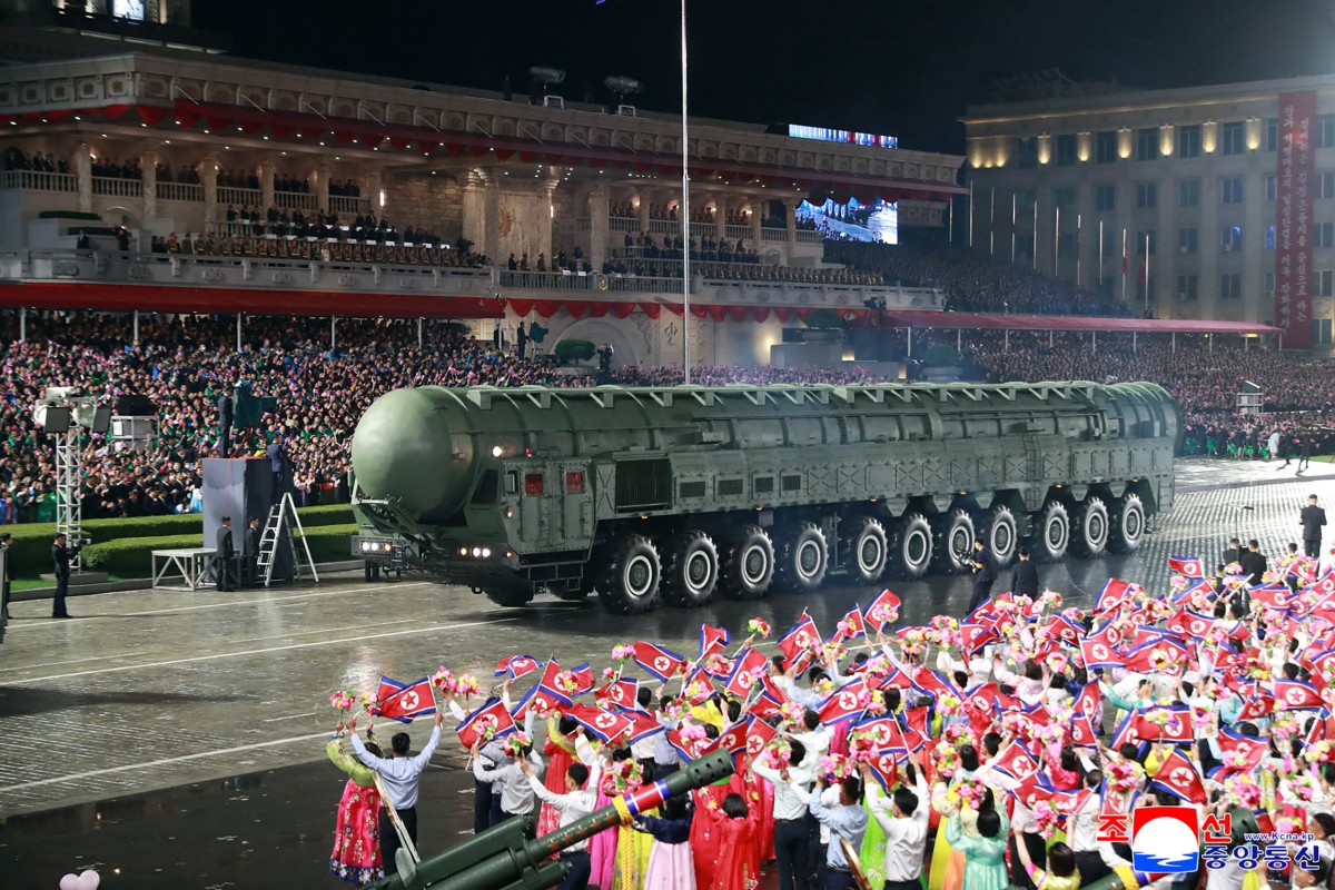 North Korea shows off 'most powerful' missile at military parade