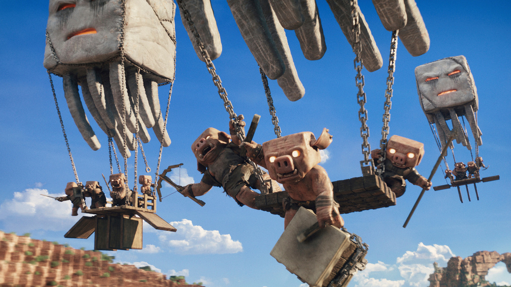 scene from "A Minecraft Movie." 